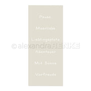 Beigefarbenes Rechteck von Alexandra Renke mit deutschen Wörtern wie Pause, Meerliebe, Lieblingsplatz - perfekt als Schablone oder Schablonen für Ihre Papierprojekte.