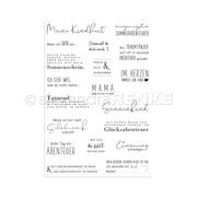 Ein Set mit Zitaten aus der deutschen Kindheit und "Meine Kindheit" in verschiedenen Schriftarten auf Weiß - ideal für die Kartengestaltung mit Ihrem Lieblings-Klarsichtstempelset von Alexandra Renke.