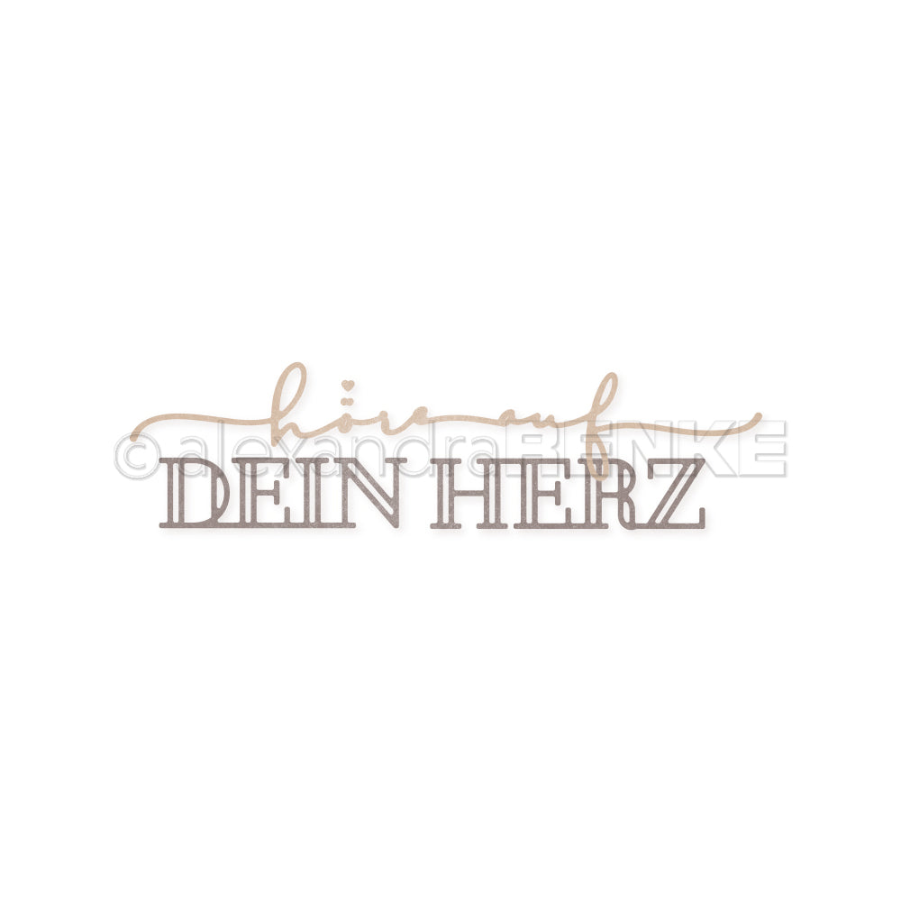 Text in Schreibschrift und Druckbuchstaben mit der Aufschrift "Hör auf DEIN HERZ" auf weißem Hintergrund von Alexandra Renke - ideal für Designpapiere oder zum Kombinieren mit Ihren Lieblingsstempeln und Motivstanze in kreativen Projekten.