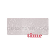 Verleihen Sie Ihren Designpapieren ein festliches Flair mit dem minimalistischen Design von Alexandra Renke, das "Christmas time" in Weiß und Rot auf grauem, rechteckigem Hintergrund zeigt.