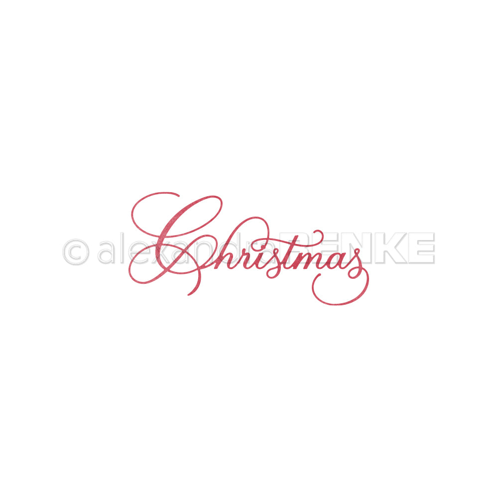 Das Wort Weihnachten in eleganter roter Schreibschrift auf weißem Grund spiegelt Alexandra Renkes kalligrafische Designs wider - ideal für DieCut Systeme oder Stanzen.