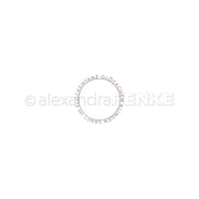 Kreisförmiger deutscher Text auf weißem Hintergrund mit großem Wasserzeichen, der Alexandra Renke's DieCut Systeme und Designpapiere vorstellt.