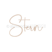 Das Wort Stern ist in eleganter hellbrauner Schreibschrift auf weißem Hintergrund geschrieben - ideal zur Kombination mit Alexandra Renke Designpapieren oder zur Verwendung in Ihren kreativen Stanzsystem-Projekten.