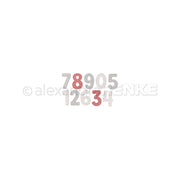 Die Zahlen 78905 über 12634, erstellt mit Stanzsystemen von „Motif Alphabet“.