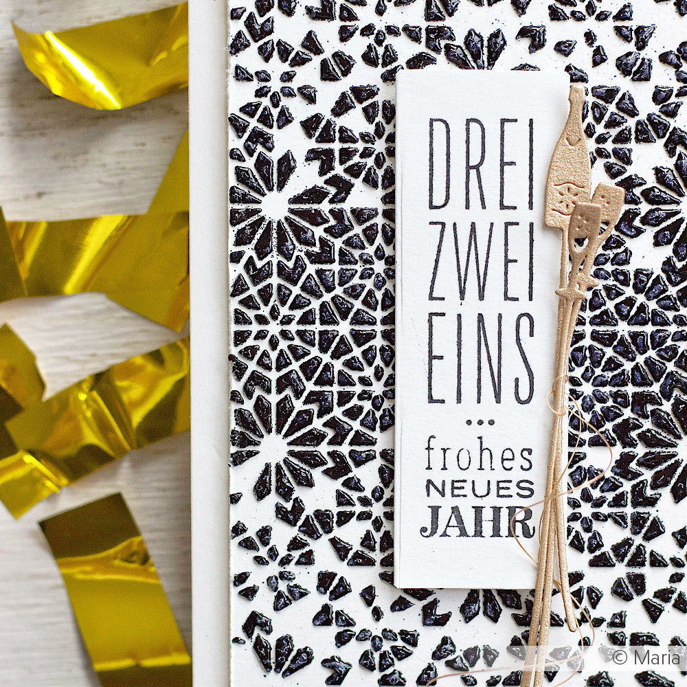 Holzstempel 'Drei, zwei, eins'