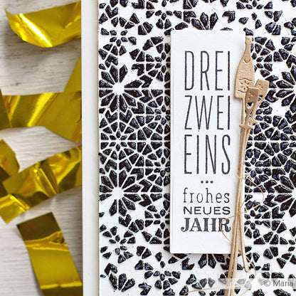 Holzstempel 'Drei, zwei, eins'