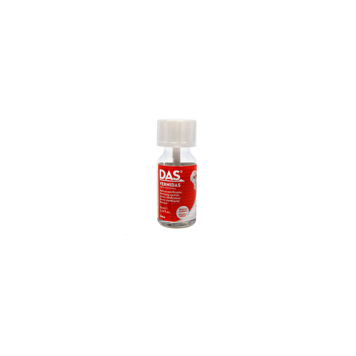 Flasche mit professionellem Glanzlack DAS Vernidas für einen transparenten, glasierten Keramik-Look.