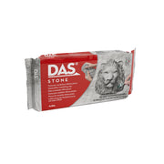 Verpackung der DAS-Modelliermasse in Steinoptik mit einer Löwenskulptur auf dem Etikett.