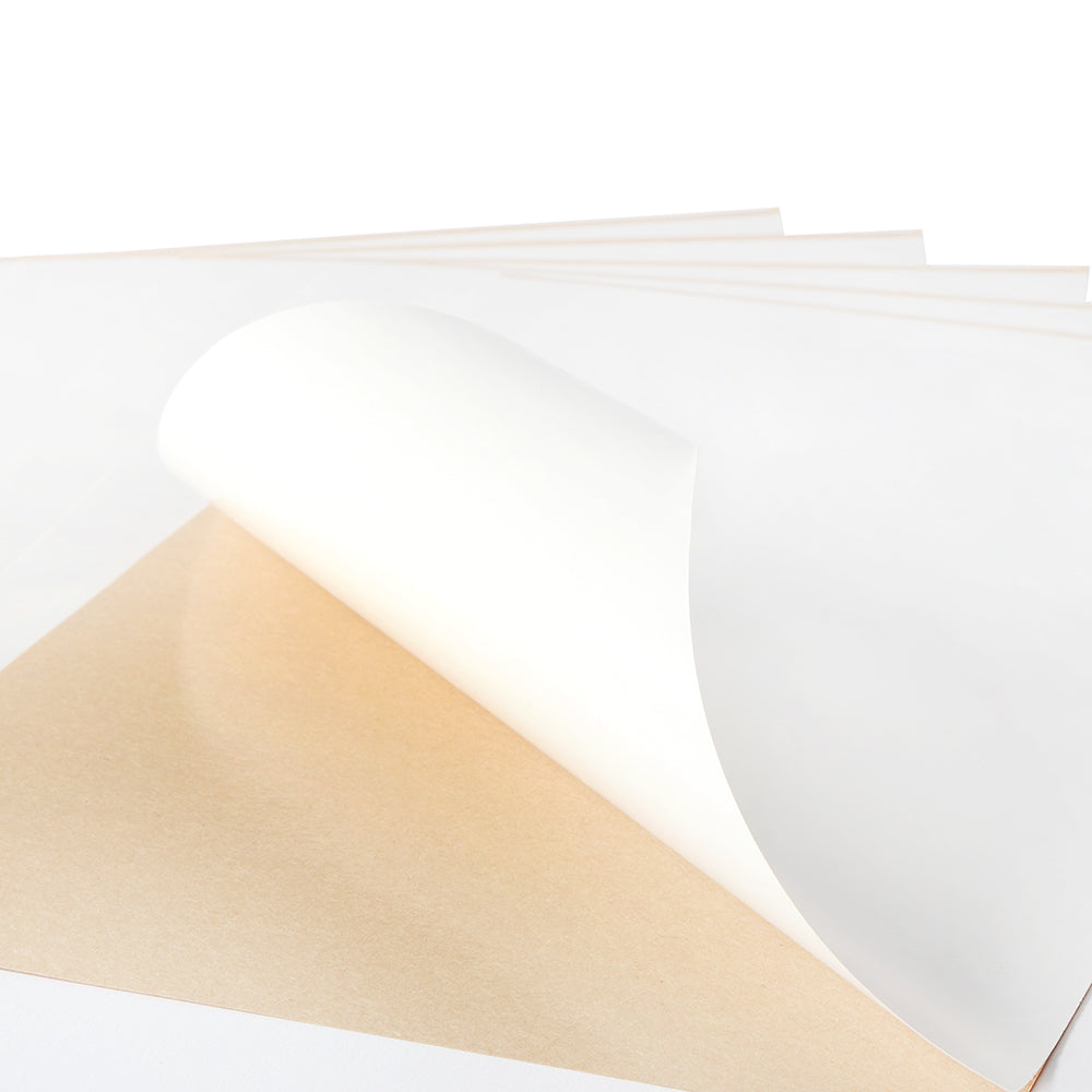 Stapel Vaessen Blanko-Klebeetiketten, wobei ein Blatt teilweise abgezogen ist - ideal zum Sticker selbst machen oder Karten basteln.