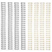 Reihen von schwarz-goldenen Vaessen Metall-Drahtbinderücken sind gleichmäßig auf weißem Hintergrund angeordnet.