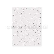 Weißer Bogen von Alexandra Renke mit verstreuten kleinen schwarzen Sternen, die an Sternenregen erinnern - perfekt für einzigartiges Designpapier oder die Verwendung mit einem Prägefolder.