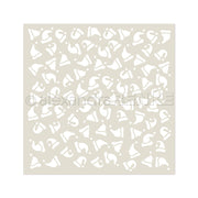 Ein nahtloses Muster aus abstrakten weißen Entensilhouetten auf einem hellbeigen quadratischen Hintergrund von Alexandra Renke, ideal für Schablonen Papierprojekte oder zur Verwendung mit wiederverwendbaren Stencils.
