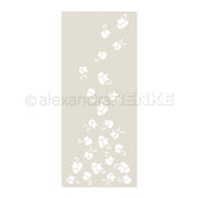 Weiße Geschenkschachtel-Silhouetten diagonal verstreut auf beigem Hintergrund von Alexandra Renke, ideal als Stencil Geschenkefall oder zum Basteln mit wiederverwendbarer Schablone.