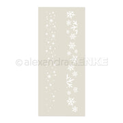 Weiße Schneeflockenmuster in zwei vertikalen Streifen auf hellbeige, ideal für Schablonen Papierprojekte oder magische Effekte mit wiederverwendbaren Schablonen wie Alexandra Renke's Schablone Musterstreifen Schneefall.