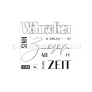 Deutsche Wörter in verschiedenen Schriftarten wie "Zauberhafte Weihnachten", "Sinn" und "ZEIT" erscheinen auf weißem Hintergrund - ideal für festliche Karten mit Alexandra Renke Photopolymer Stempel (Clear Stamp).