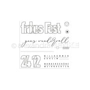 Weihnachtliche Textgrafik von Alexandra Renke mit "Frohes Fest", Sternen und einem Herz - perfekt für Ihre Photopolymer Stempel oder Clear Stamp Projekte.