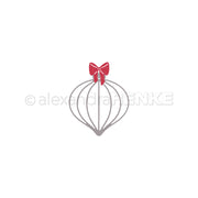 Schlichte Weihnachtskugel mit roter Schleife auf der Spitze, mittig auf weißem Untergrund - der perfekte weihnachtliche Bastelakzent von Alexandra Renke, ideal zur Verwendung mit Motivstanze oder Stanzsystemen.