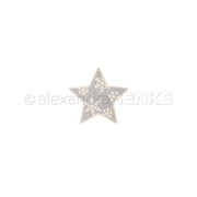 Ein sternförmiges Ornament mit Schneeflockenmuster, das mit der Motivstanze „Schneeflockenstern“ gestaltet wurde.