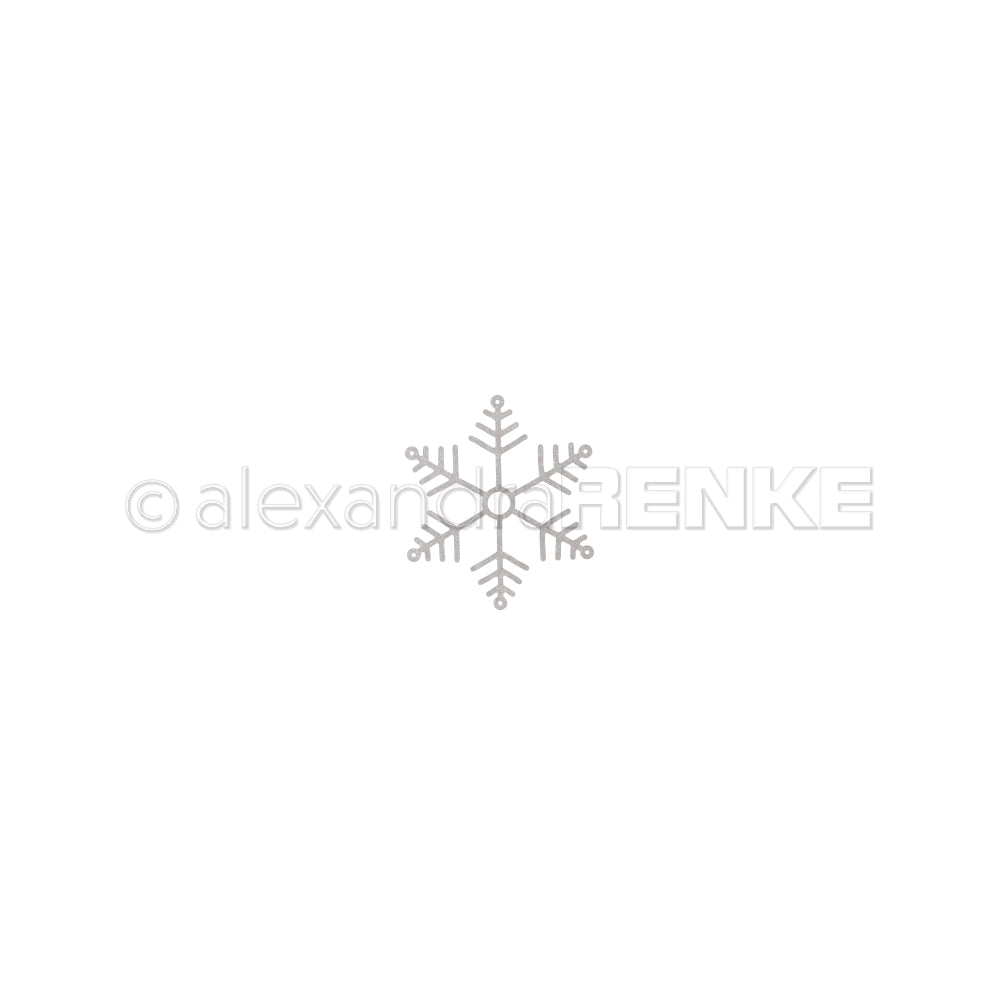 Ein graues Stanzsymbol mit einem Schneefockenmotiv im Strichzeichnungsstil.