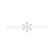 Ein graues Stanzsymbol mit einem Schneefockenmotiv im Strichzeichnungsstil.