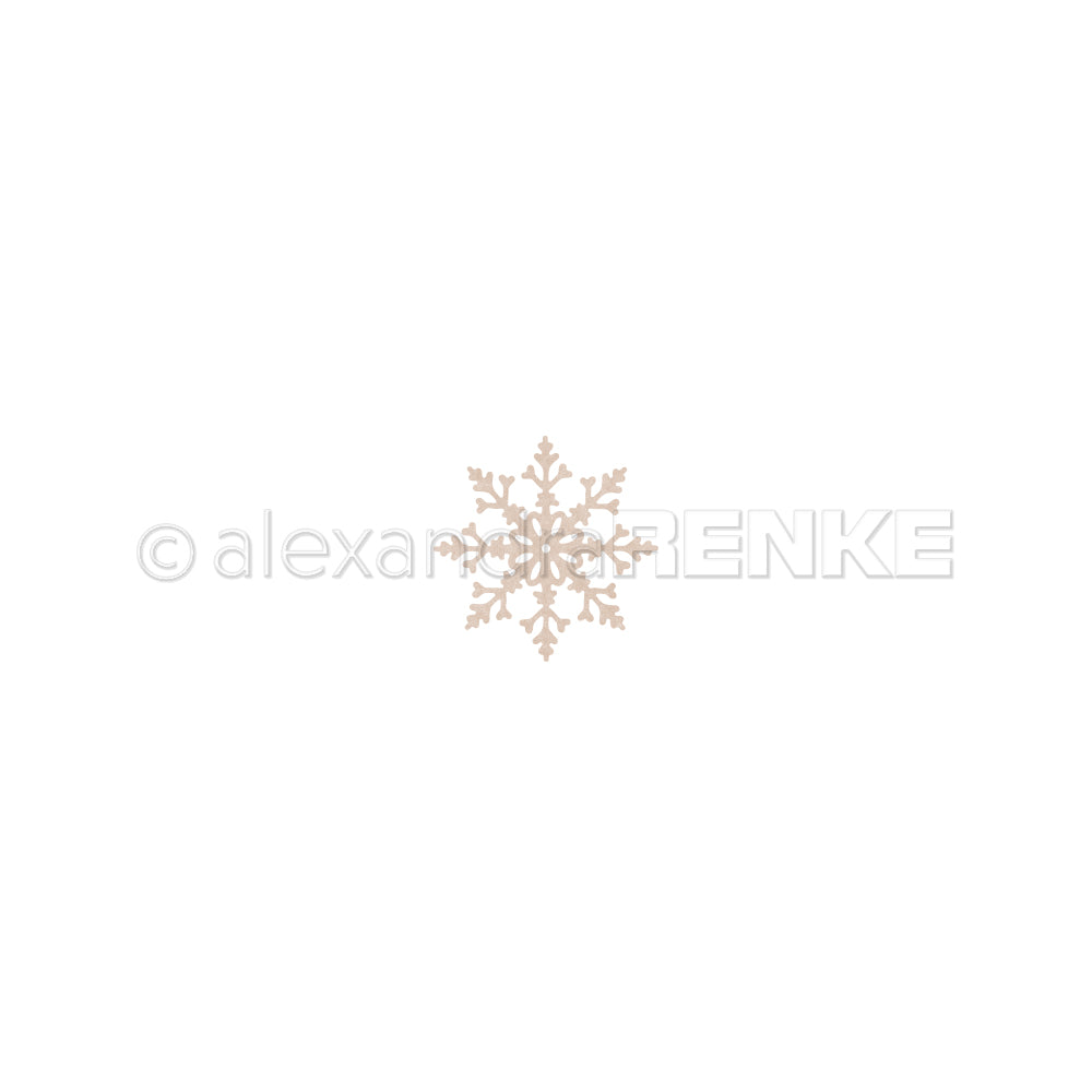 Ein einzelnes, beiges Symbol „Motivstanze Schneeflocke“, zentriert über dem Wasserzeichen „alexandra RENKE“.