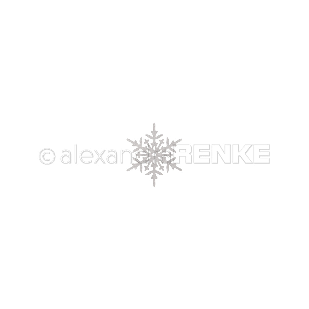 Ein Motivstanze-Symbol in Form einer Schneeflocke, überlagert mit dem Text „alexandra RENKE“.