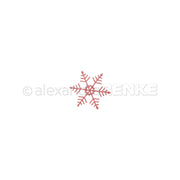 Eine rosa Schneeflocken-Motivstanze über dem Text „Alexandra RENKE“.