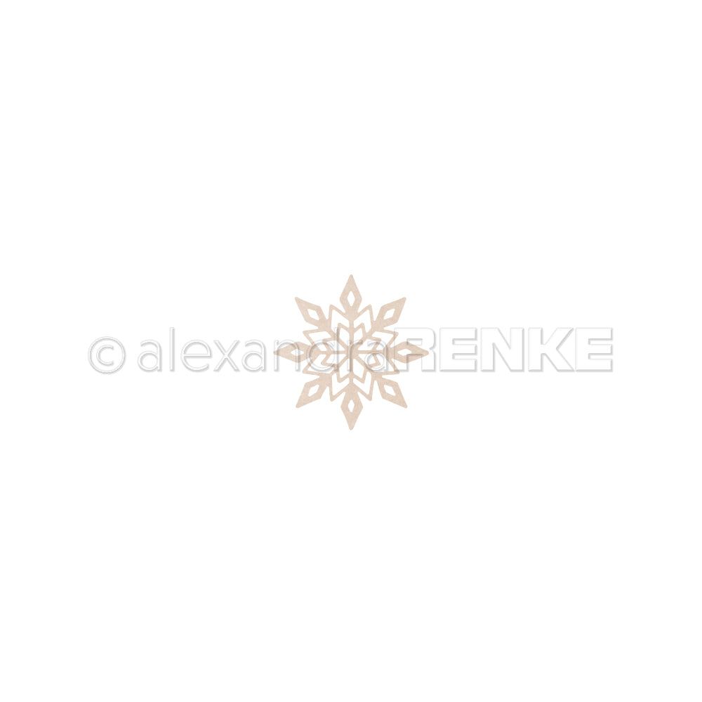 Ein hellbraunes „Motivstanze Schneeflocke“-Symbol mit dem alexaRENKE-Logo als Wasserzeichen.