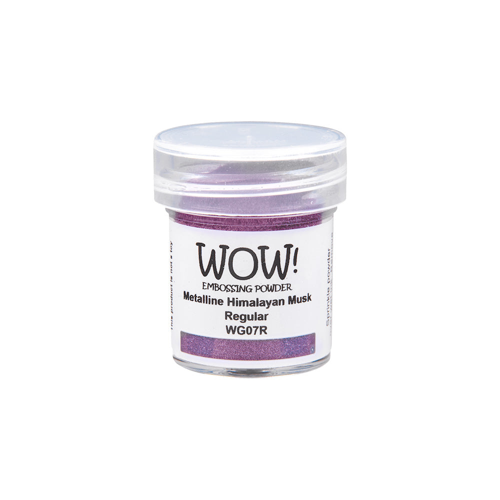 Eine kleine Dose WOW Embossing Powder in Metallic Himalayan Musk - ein sattes lila Embossing-Pulver, ideal für die Verwendung mit Ihrem Embossing Föhn oder Stempelkissen.