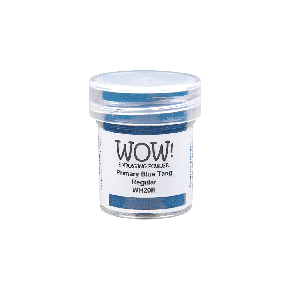 Eine kleine Dose WOW Embossing Powder in Primary Blue Tang Regular (WH20R) - ideal für die Verwendung mit Ihrem bevorzugten Embossing-Tintenkissen und Heißprägewerkzeug.