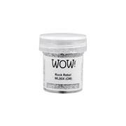 Kleines Döschen mit der Aufschrift WOW Embossing Powder Rock Rebel WL80X (OM), ideal für kreative Projekte mit Ihrem bevorzugten Embossing-Tintenkissen oder Heißprägewerkzeug.