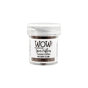 Ein kleiner durchsichtiger Behälter mit WOW Embossing Powder mit der Aufschrift "WOW! Turkish Coffee" und einem weißen Deckel steht auf einem weißen Hintergrund.