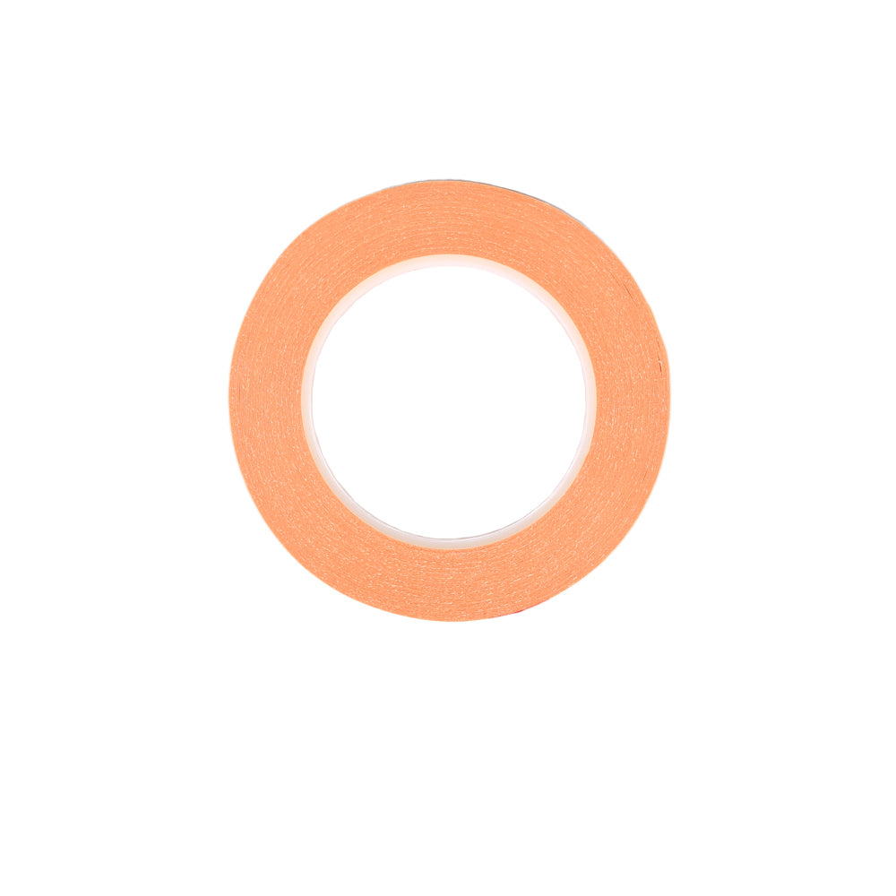 Eine Rolle Vaessen orangefarbenes doppelseitiges Klebeband von oben auf weißem Hintergrund, ideal für Bastelbedarf-Projekte.
