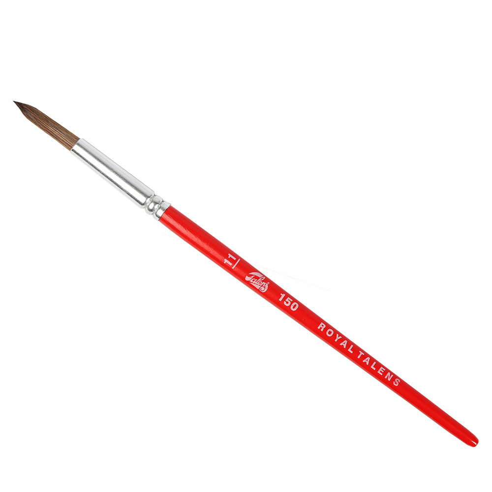 Der Royal Talens Aquarellpinsel hat einen roten Griff, spitze Borsten und eine Silberzwinge - ideal für präzises Aquarellieren.